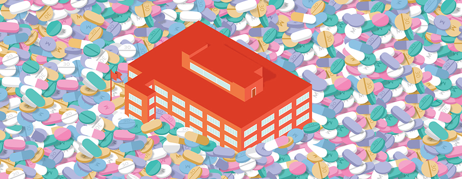Untitled Artwork drawing of school surrounded by fentanyl