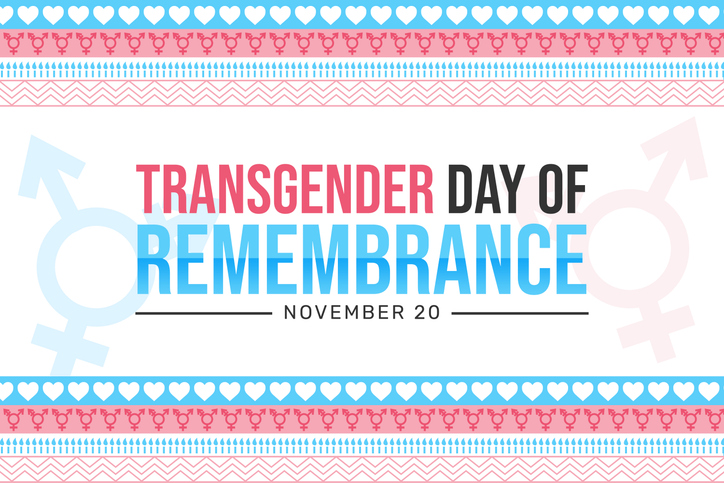 Transgender Day of Remembrance Wallpaper in Traditional Border Style with Blue and Pink Color. Transgender observing day of remembrance background